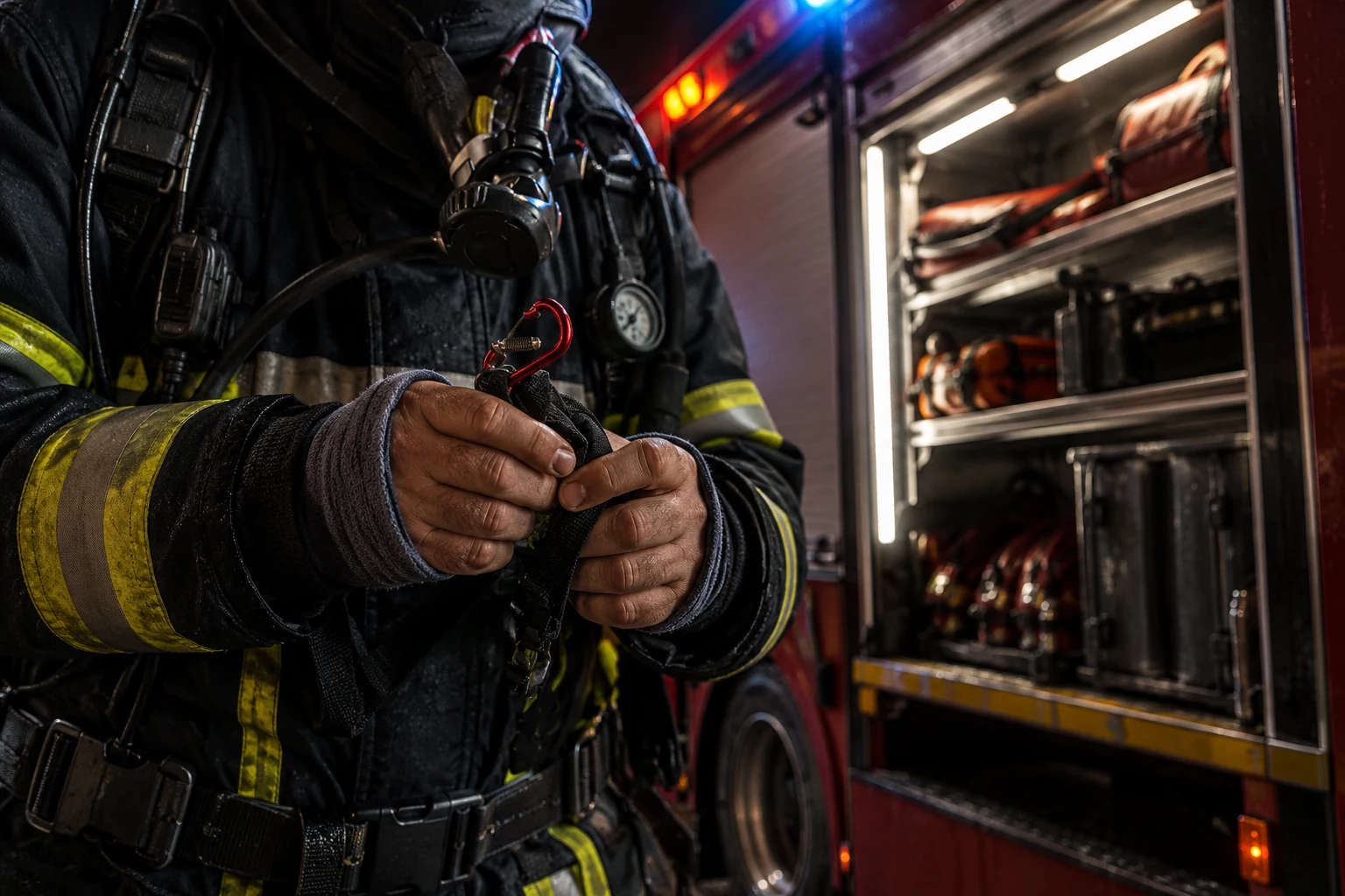 Bombero en operación de emergencia