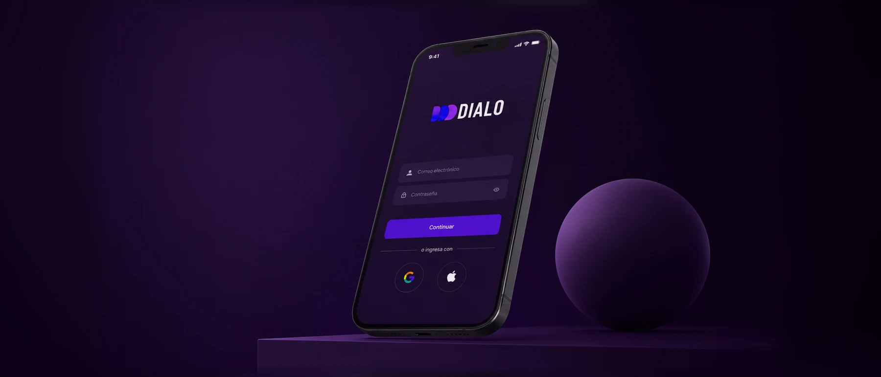 Pantalla de acceso a la aplicación móvil DIALO